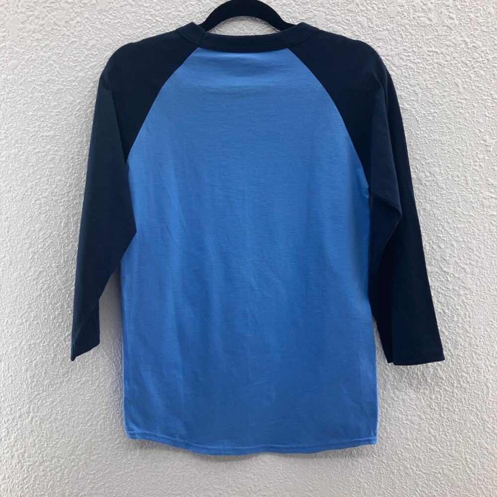 Champion Authentic Navy Blue Embroidered Logo 3/4 Sleeve Raglan Baseball T Shirt - Picture 3 of 7